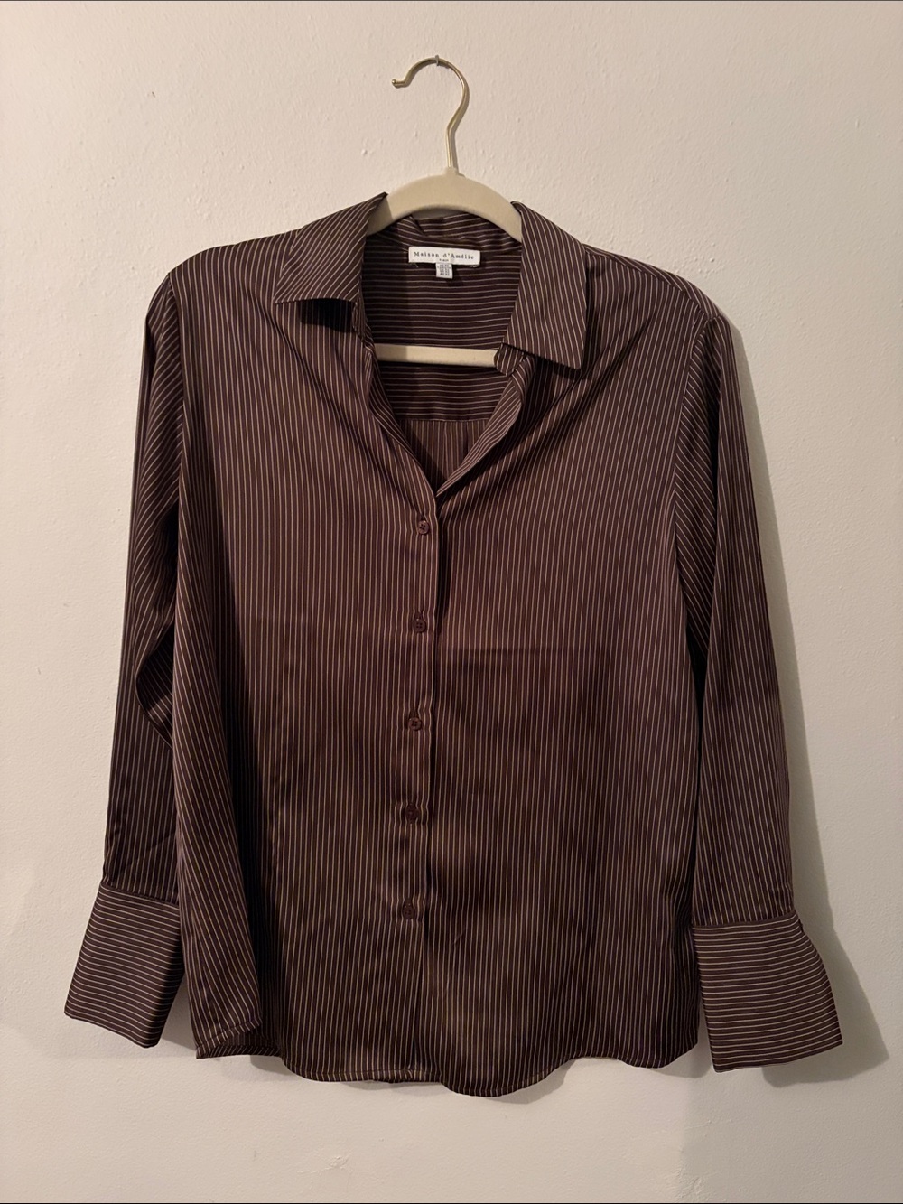 Brown Pinstripe Button-Down Shirt
